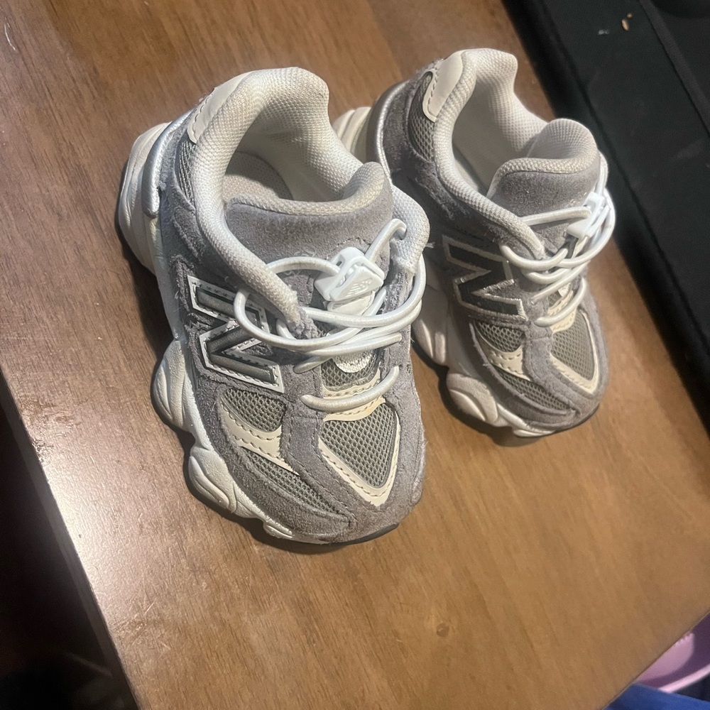 New Balance Kids Gray and Cream Sneakers